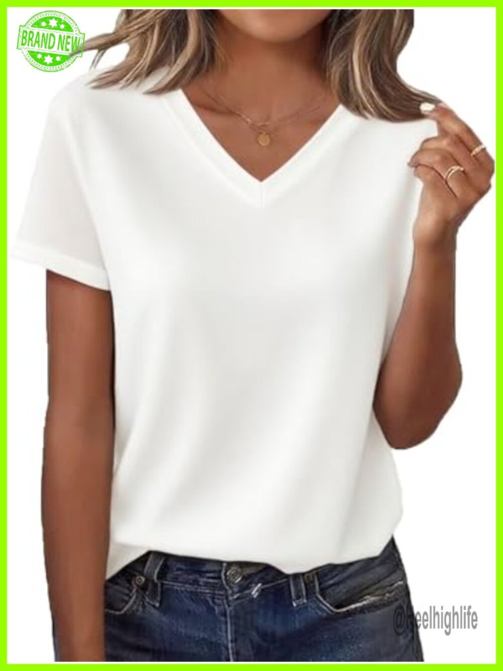 Womens V Neck Short Sleeve T Shirt Casual Summer Basic Tee